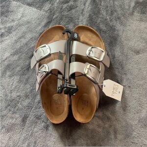 Time and Tru Gray Double Strap Sandals